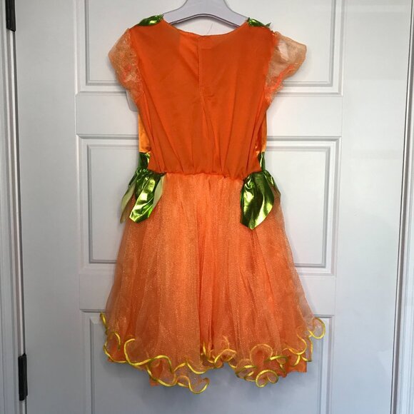 Seasons Precious Pumpkin Costume Girls Small (4-6) Halloween Orange Green NEW - Picture 4 of 11